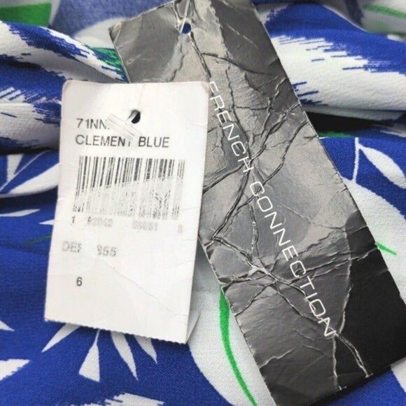 French Connection Floral Print Crepe Wrap Midi Dress Blue Floral Size 6 NEW - Picture 10 of 10